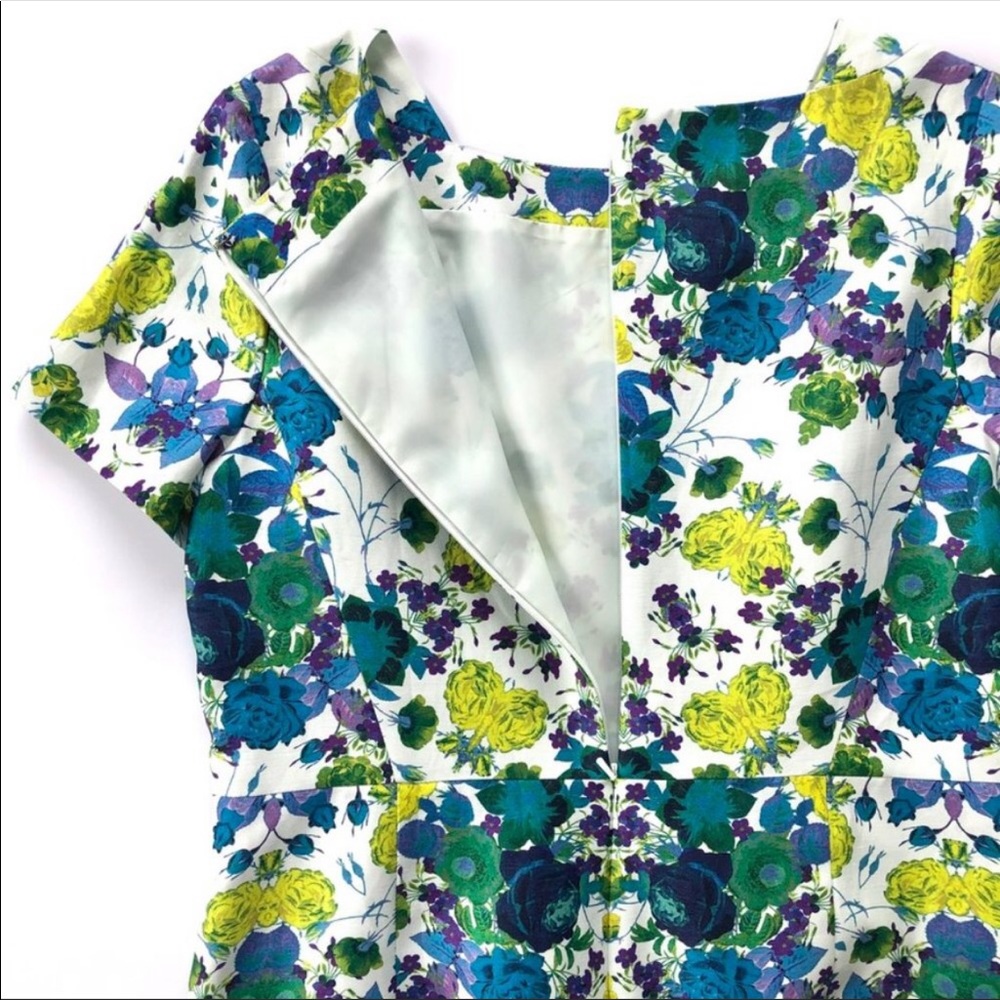 Talbots White Floral Sheath Dress with Blue and Green Print - Picture 5 of 7